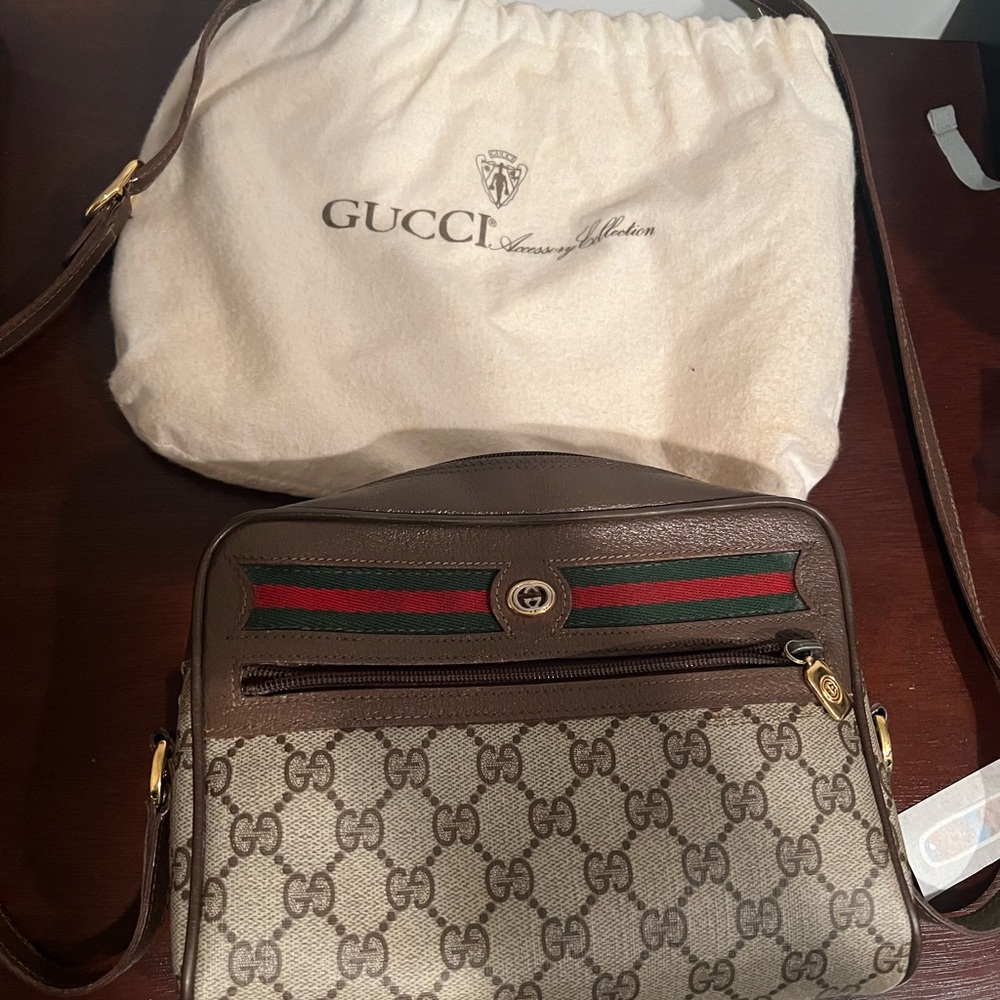 Gucci Beige and Brown GG Crossbody Bag